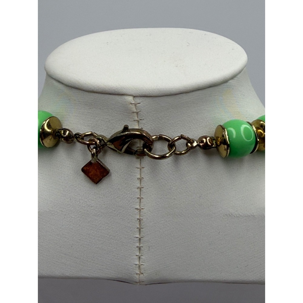 Banana Republic Green Graduated Bead Necklace Gold Tone Spacers Coquette Boho - Picture 3 of 6